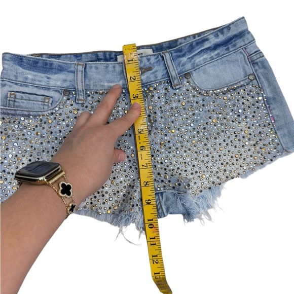 Pink Victoria’s scret.Blue and Silver Jean Shorts with Rhinestone Embellishments - Picture 4 of 14